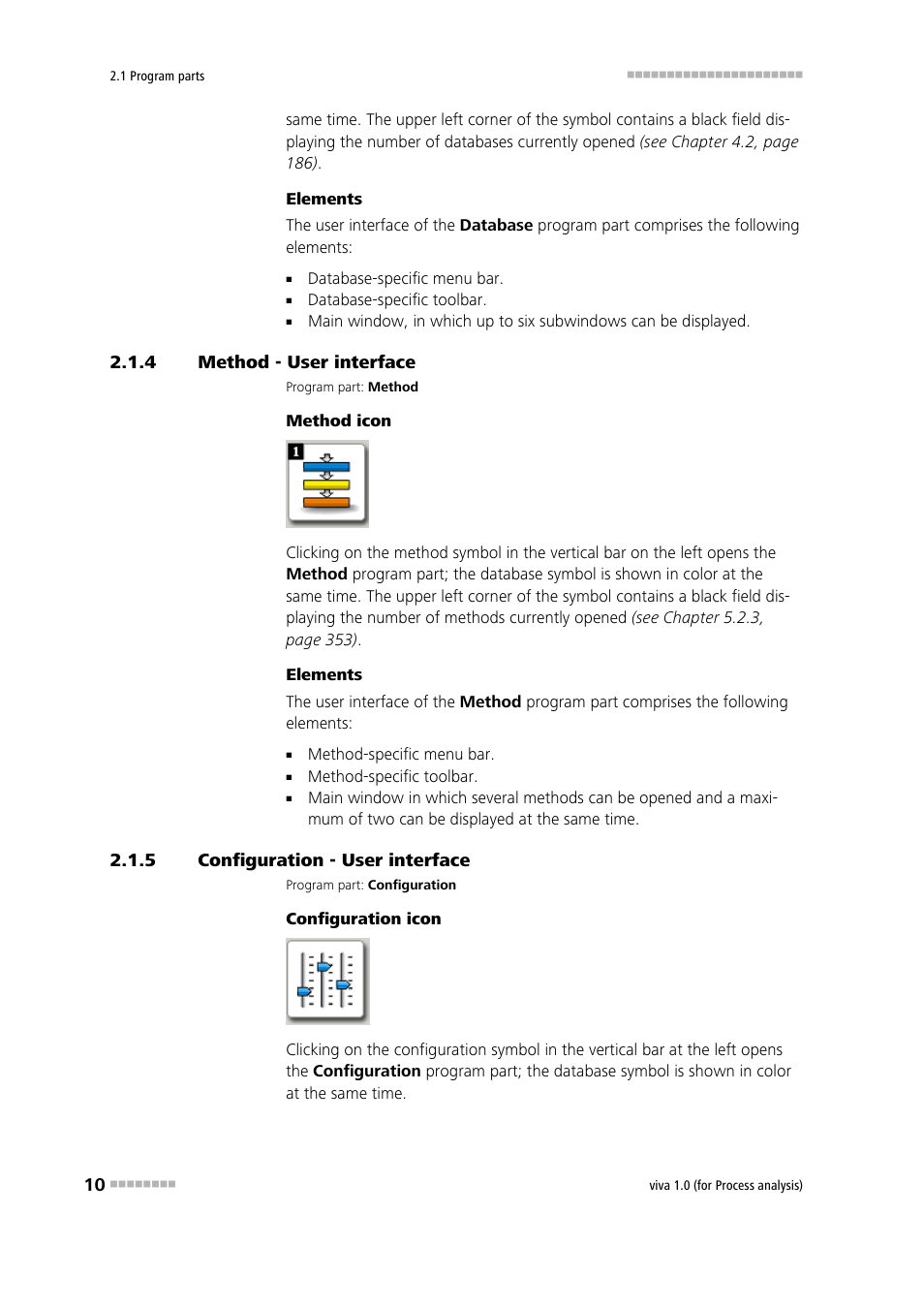 4 method - user interface, 5 configuration - user interface, Method - user interface | Configuration - user interface, Method, Configura, Tion | Metrohm viva 1.0 (process analysis) User Manual | Page 22 / 990