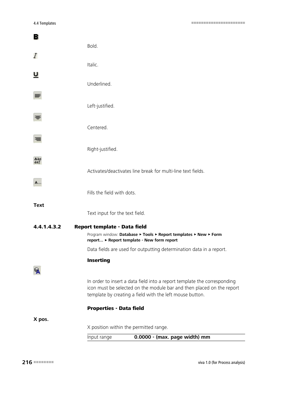 2 report template - data field, Data | Metrohm viva 1.0 (process analysis) User Manual | Page 228 / 990