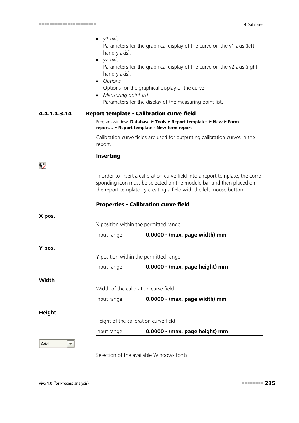 14 report template - calibration curve field, Calibration curve | Metrohm viva 1.0 (process analysis) User Manual | Page 247 / 990