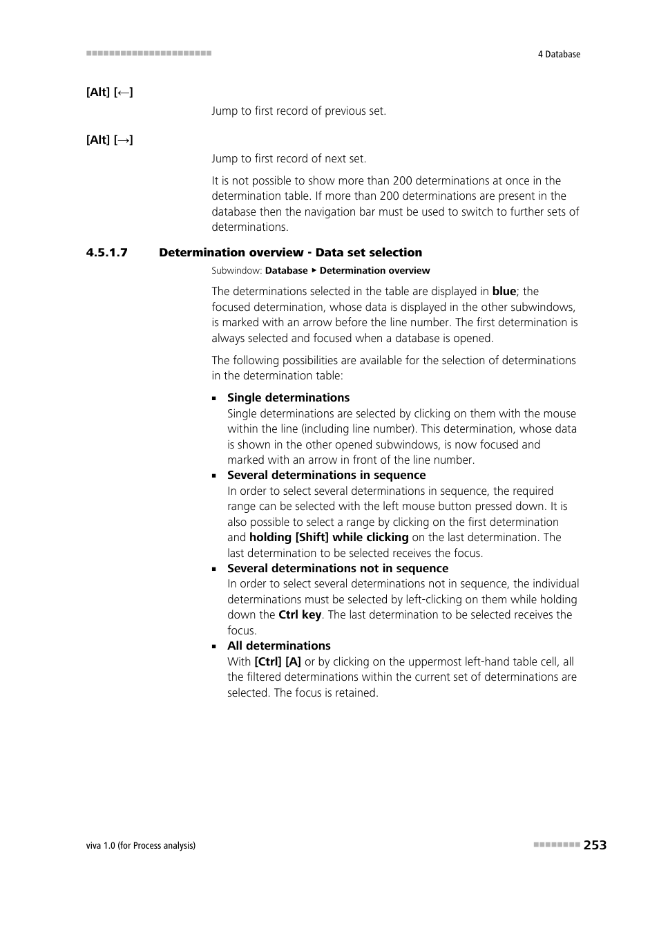 7 determination overview - data set selection | Metrohm viva 1.0 (process analysis) User Manual | Page 265 / 990