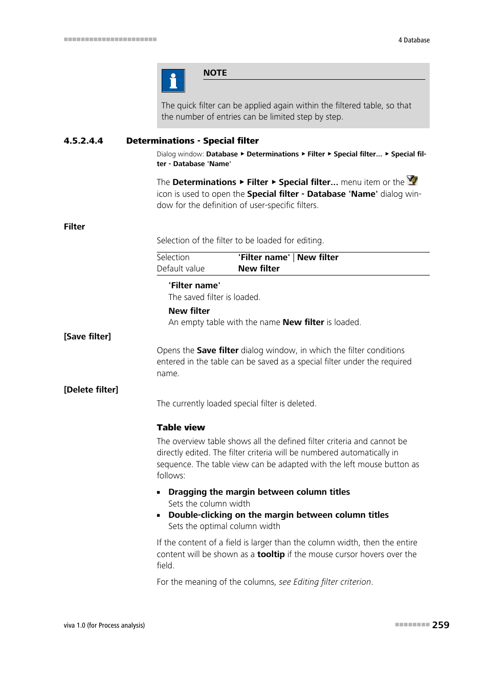 4 determinations - special filter, Special filter | Metrohm viva 1.0 (process analysis) User Manual | Page 271 / 990