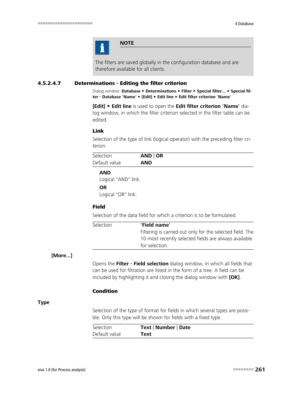 7 determinations - editing the filter criterion | Metrohm viva 1.0 (process analysis) User Manual | Page 273 / 990