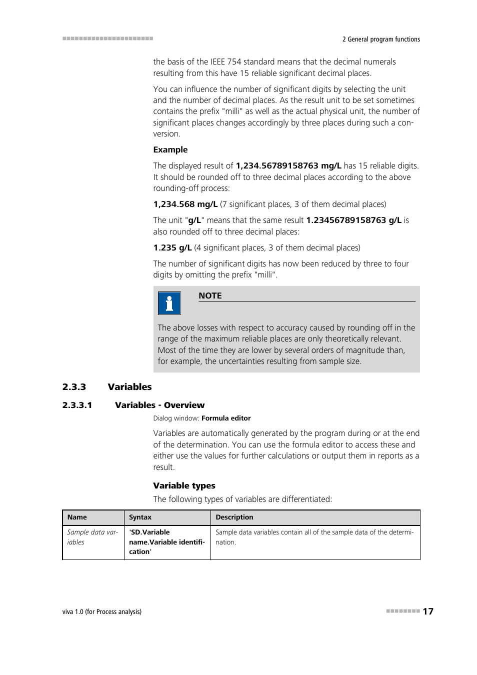 3 variables, 1 variables - overview, Variables | Metrohm viva 1.0 (process analysis) User Manual | Page 29 / 990