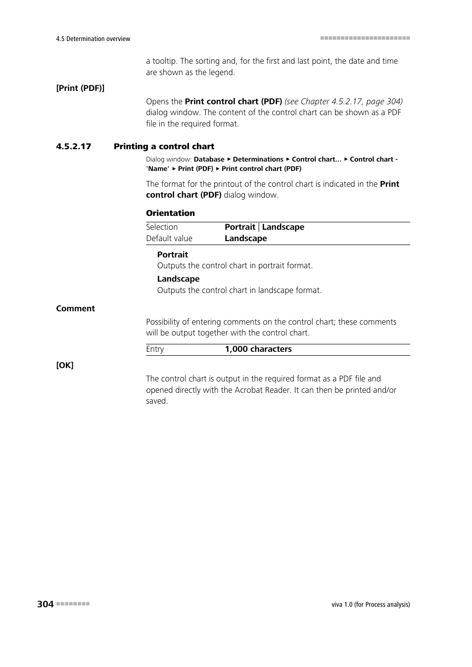 17 printing a control chart, Printing a control chart | Metrohm viva 1.0 (process analysis) User Manual | Page 316 / 990