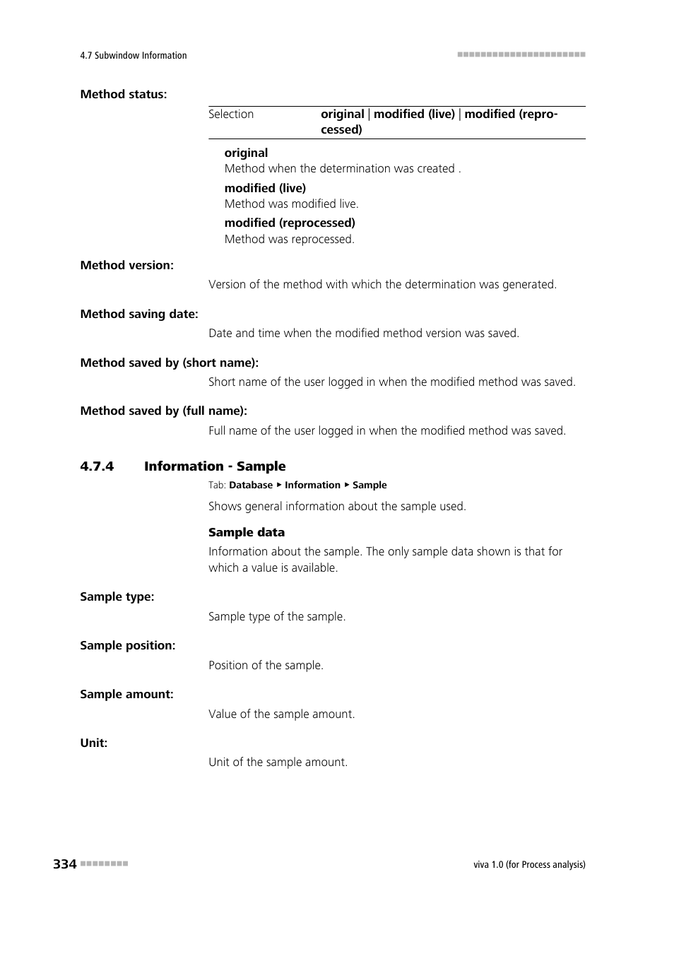 4 information - sample, Information - sample, Sample | Metrohm viva 1.0 (process analysis) User Manual | Page 346 / 990