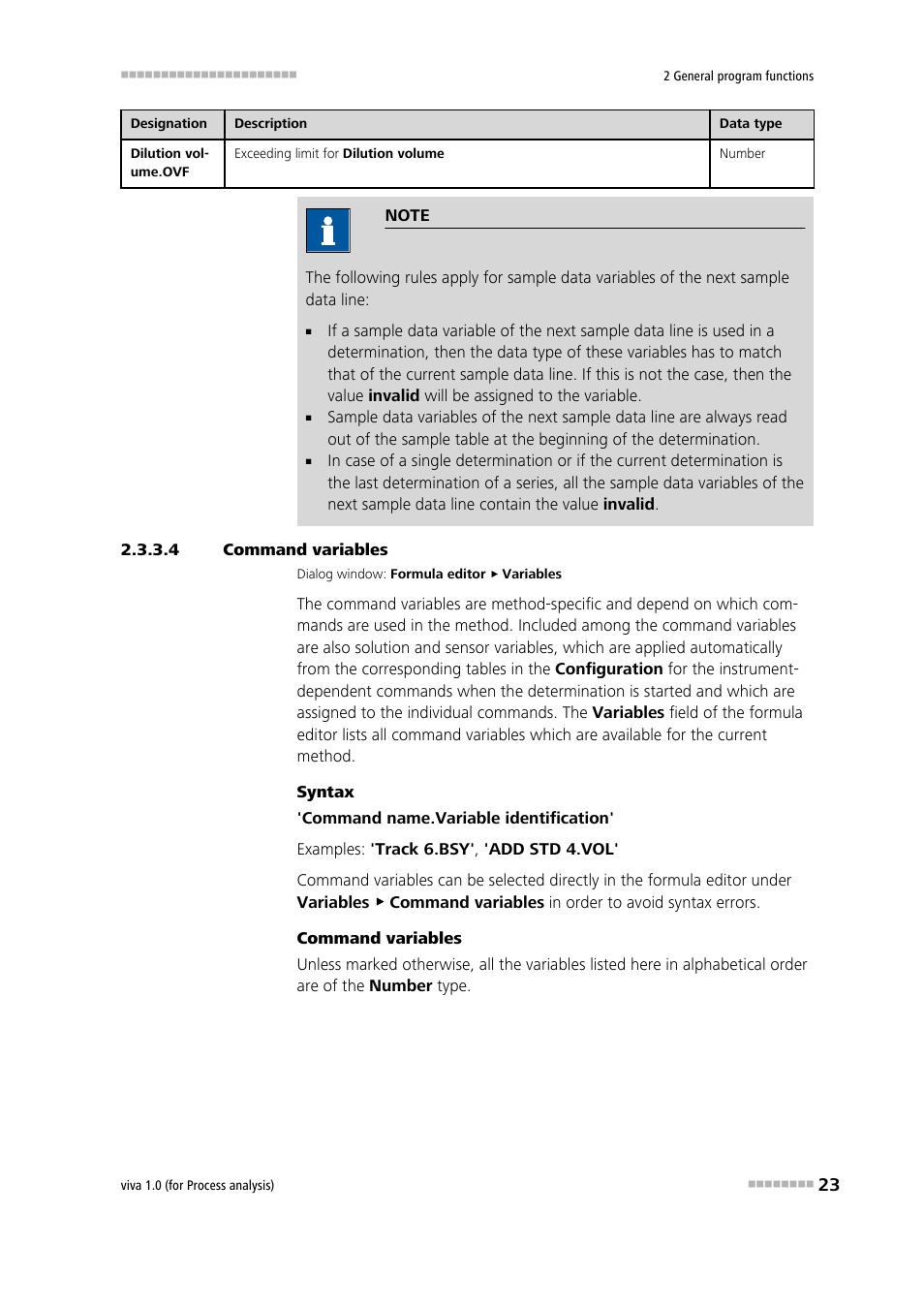 4 command variables, Command varia- bles | Metrohm viva 1.0 (process analysis) User Manual | Page 35 / 990