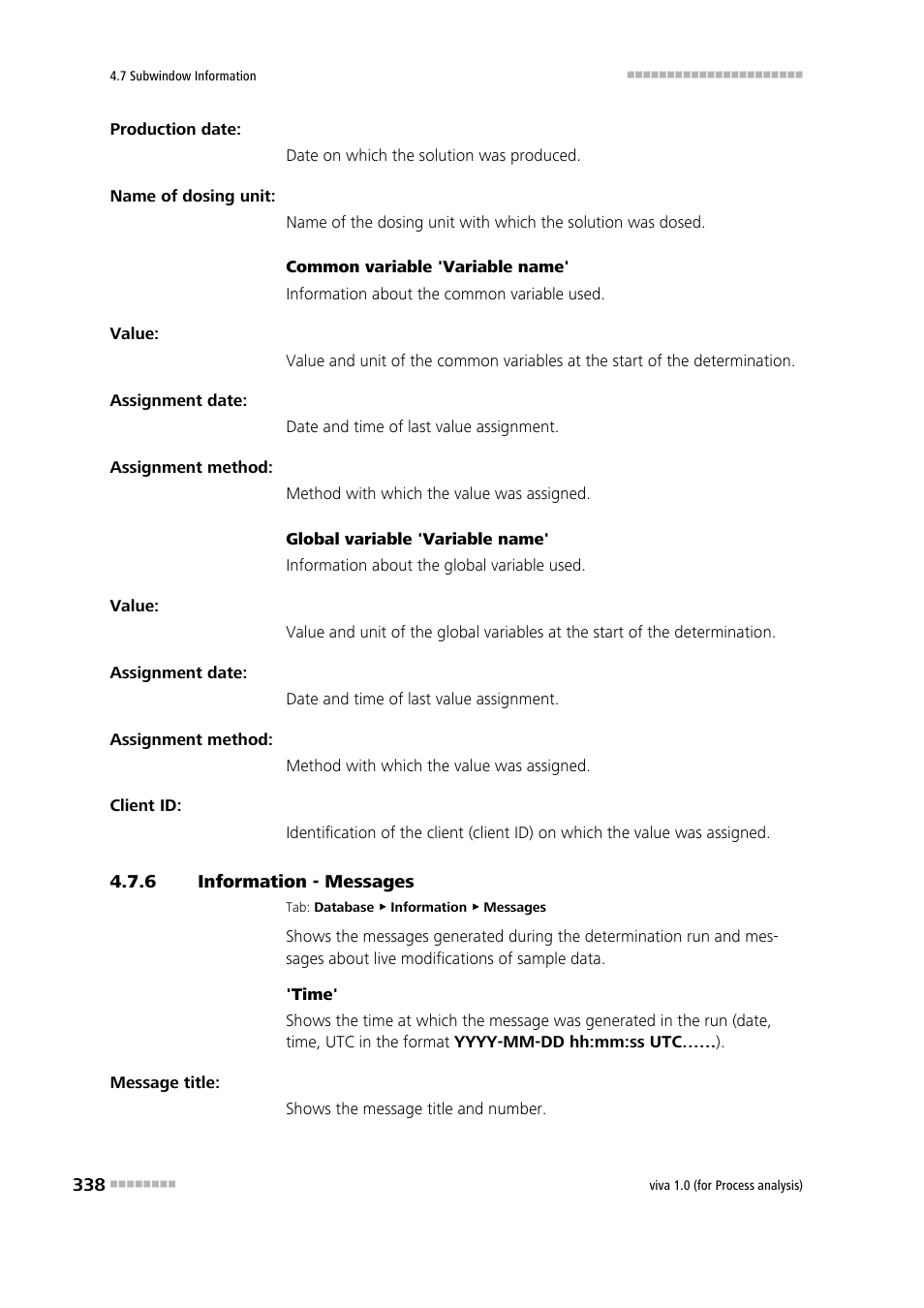 6 information - messages, Information - messages, Messages | Metrohm viva 1.0 (process analysis) User Manual | Page 350 / 990