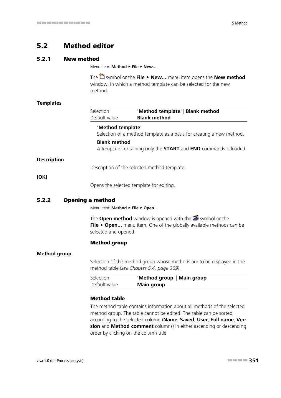 2 method editor, 1 new method, 2 opening a method | Method editor, New method, Opening a method, Creating a new method | Metrohm viva 1.0 (process analysis) User Manual | Page 363 / 990