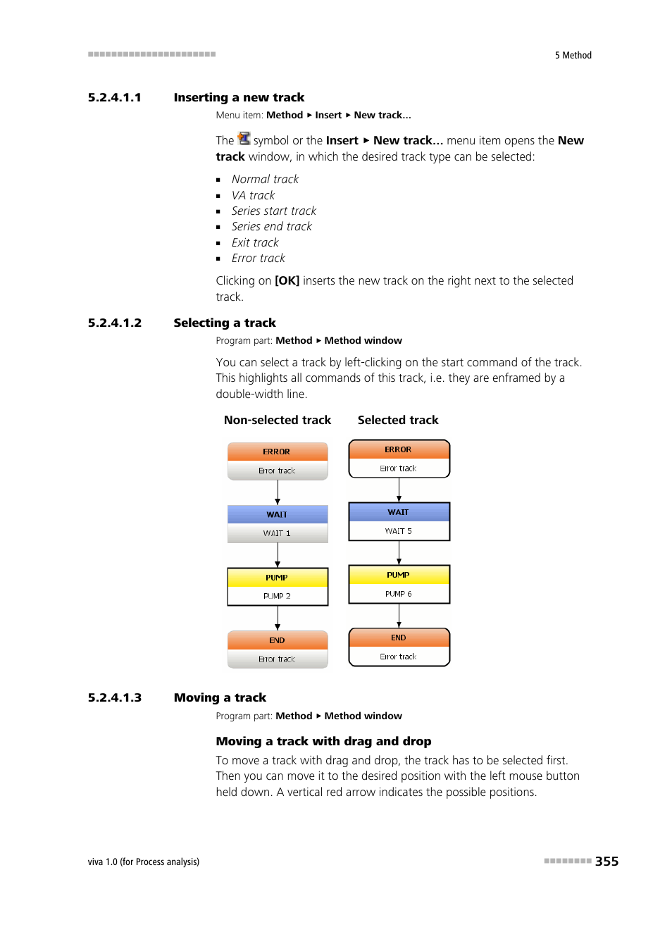 1 inserting a new track, 2 selecting a track, 3 moving a track | Metrohm viva 1.0 (process analysis) User Manual | Page 367 / 990