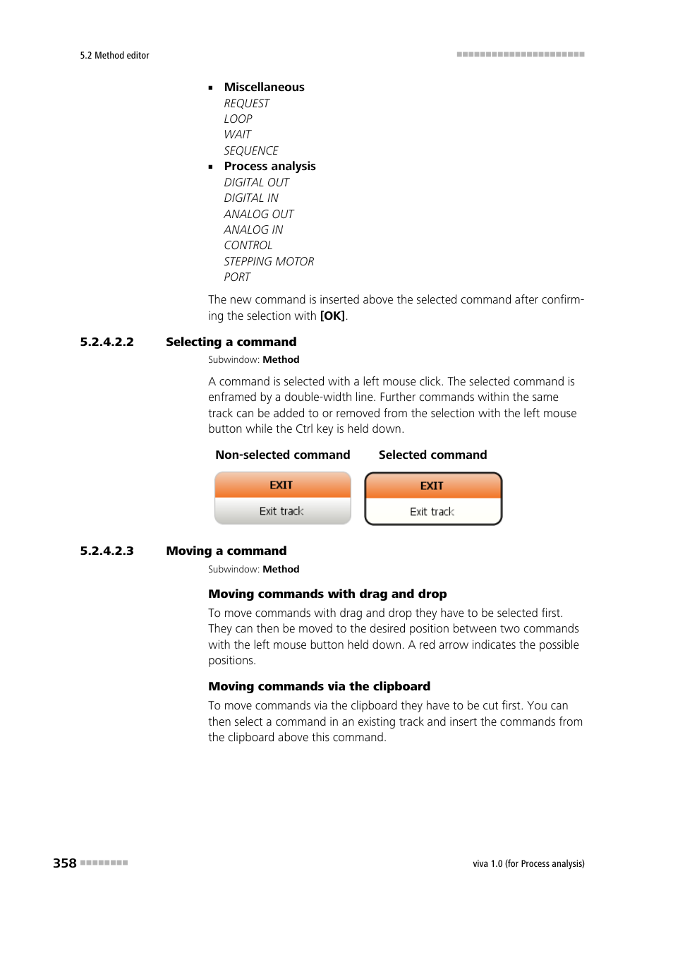 2 selecting a command, 3 moving a command | Metrohm viva 1.0 (process analysis) User Manual | Page 370 / 990