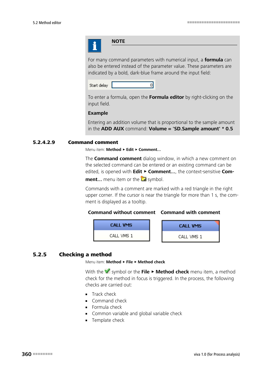 9 command comment, 5 checking a method, Checking a method | Metrohm viva 1.0 (process analysis) User Manual | Page 372 / 990