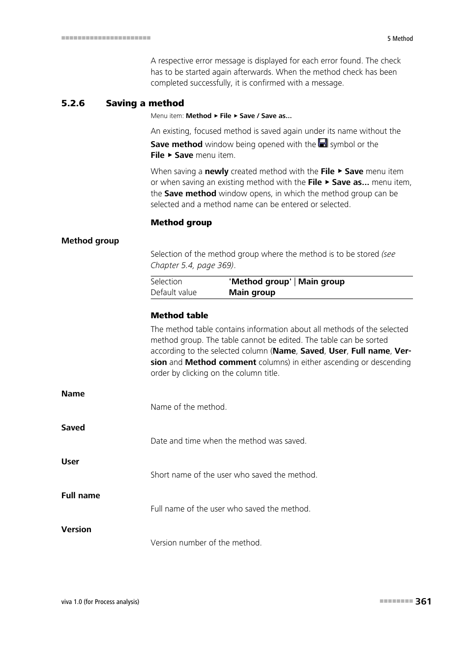 6 saving a method, Saving a method | Metrohm viva 1.0 (process analysis) User Manual | Page 373 / 990