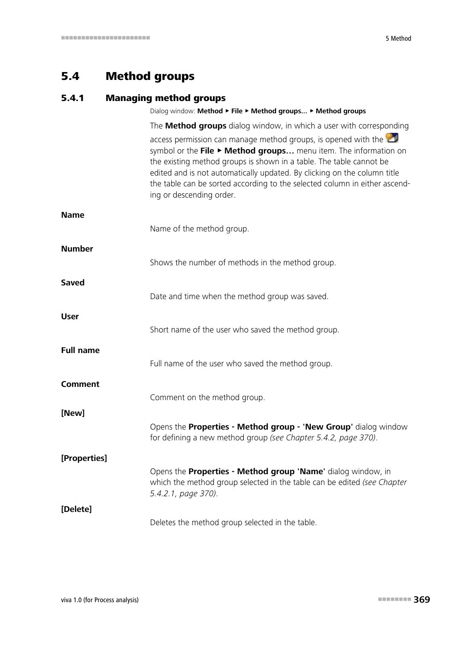 4 method groups, 1 managing method groups, Method groups | Managing method groups | Metrohm viva 1.0 (process analysis) User Manual | Page 381 / 990