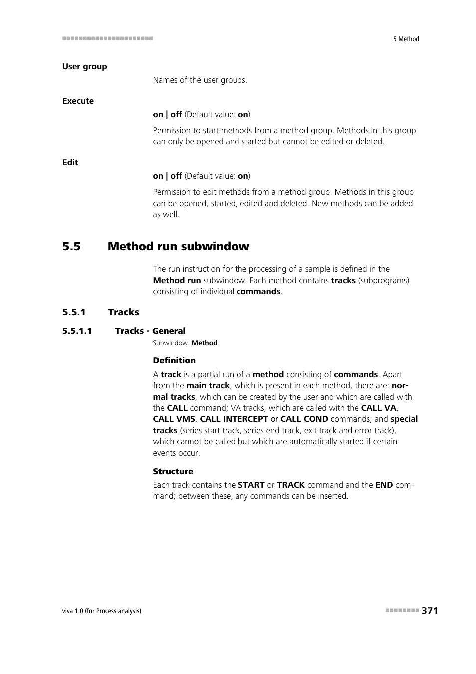 5 method run subwindow, 1 tracks, 1 tracks - general | Method run subwindow, Tracks, Method run | Metrohm viva 1.0 (process analysis) User Manual | Page 383 / 990