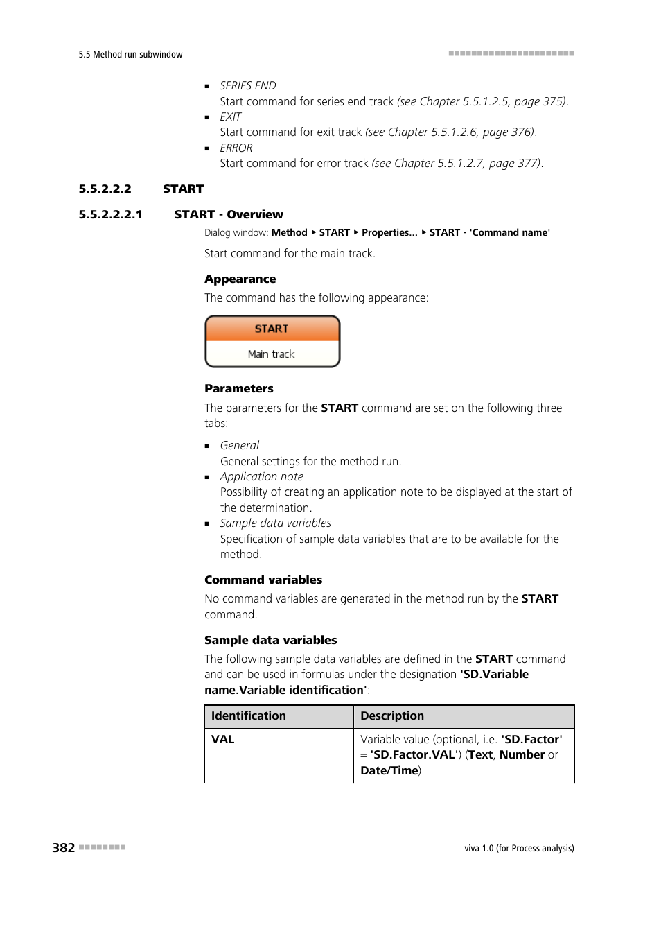 2 start, 1 start - overview, Start | Metrohm viva 1.0 (process analysis) User Manual | Page 394 / 990