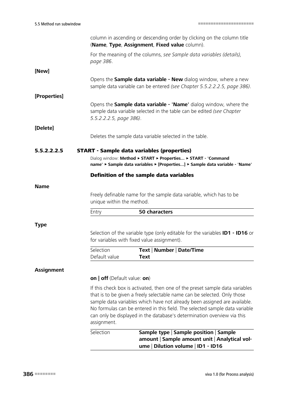 5 start - sample data variables (properties) | Metrohm viva 1.0 (process analysis) User Manual | Page 398 / 990