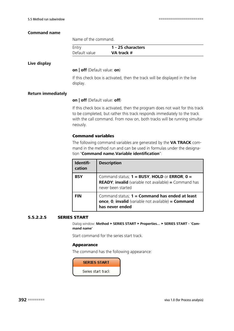 5 series start, Series start | Metrohm viva 1.0 (process analysis) User Manual | Page 404 / 990