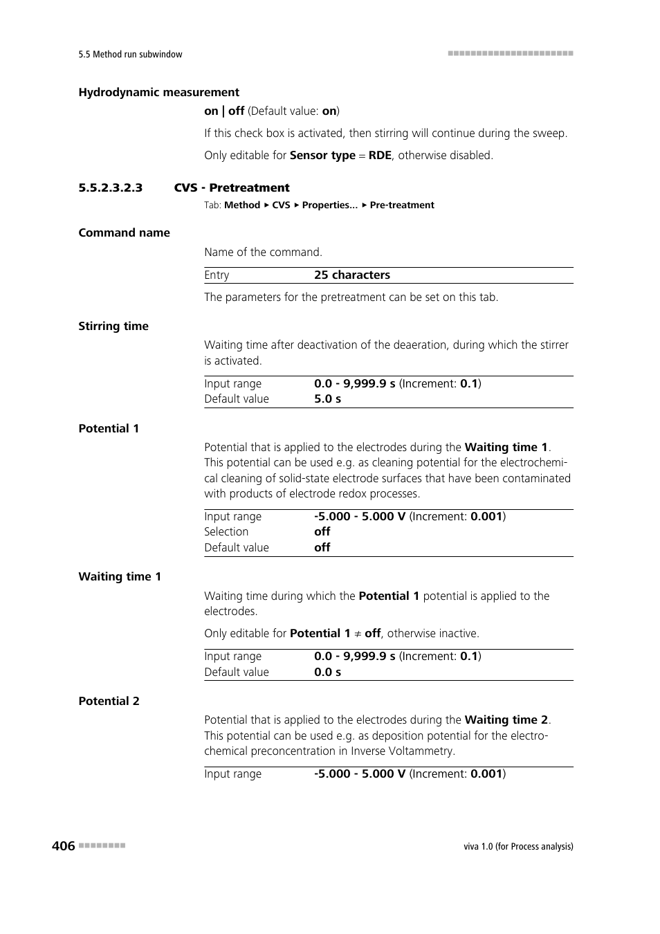 3 cvs - pretreatment | Metrohm viva 1.0 (process analysis) User Manual | Page 418 / 990