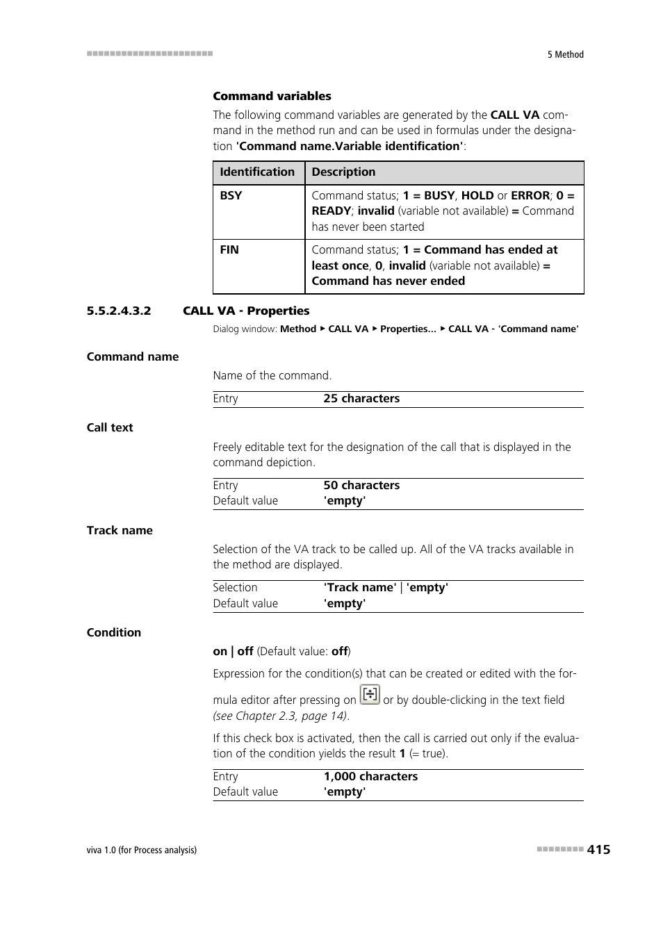 2 call va - properties | Metrohm viva 1.0 (process analysis) User Manual | Page 427 / 990