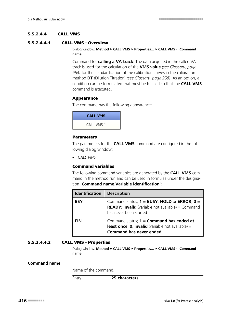 4 call vms, 1 call vms - overview, 2 call vms - properties | Call vms | Metrohm viva 1.0 (process analysis) User Manual | Page 428 / 990