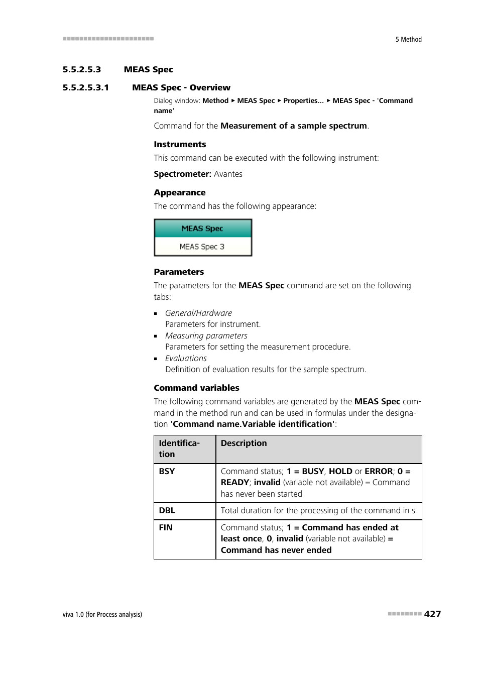 3 meas spec, 1 meas spec - overview, Meas spec | Metrohm viva 1.0 (process analysis) User Manual | Page 439 / 990