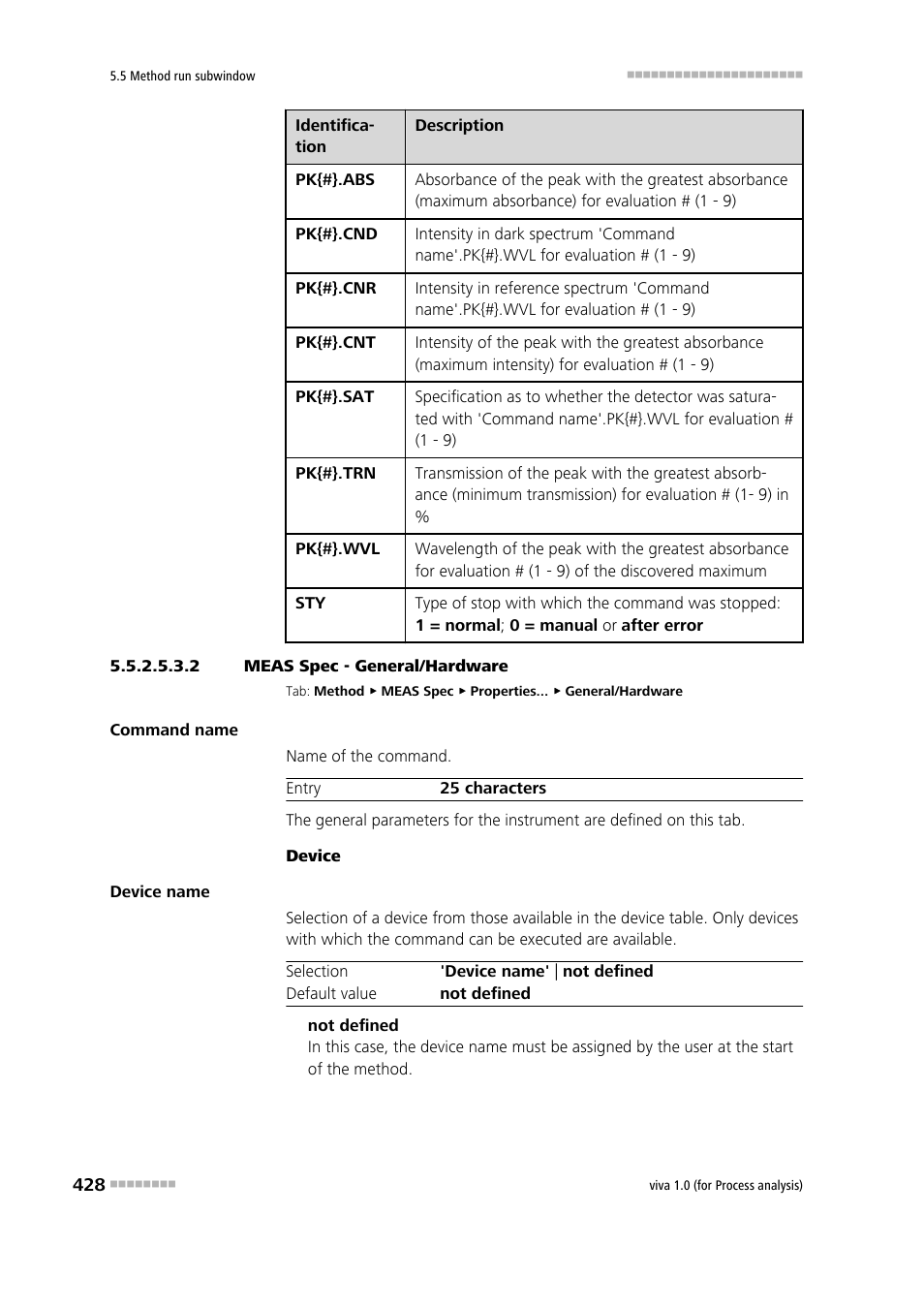 2 meas spec - general/hardware | Metrohm viva 1.0 (process analysis) User Manual | Page 440 / 990