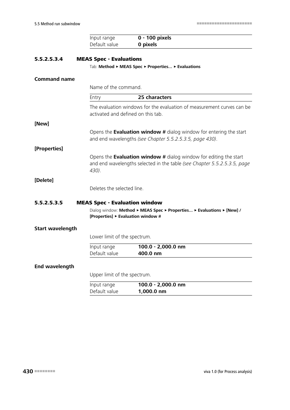 4 meas spec - evaluations, 5 meas spec - evaluation window | Metrohm viva 1.0 (process analysis) User Manual | Page 442 / 990