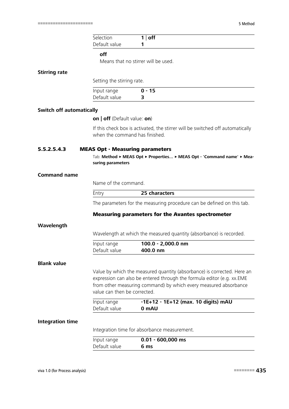 3 meas opt - measuring parameters, Measuring parameters | Metrohm viva 1.0 (process analysis) User Manual | Page 447 / 990