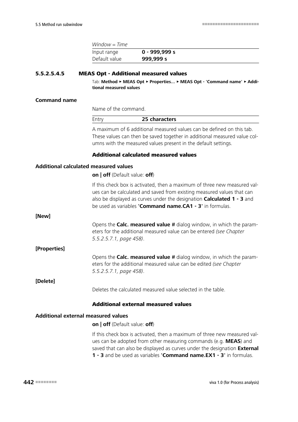 5 meas opt - additional measured values, Additional measured values | Metrohm viva 1.0 (process analysis) User Manual | Page 454 / 990