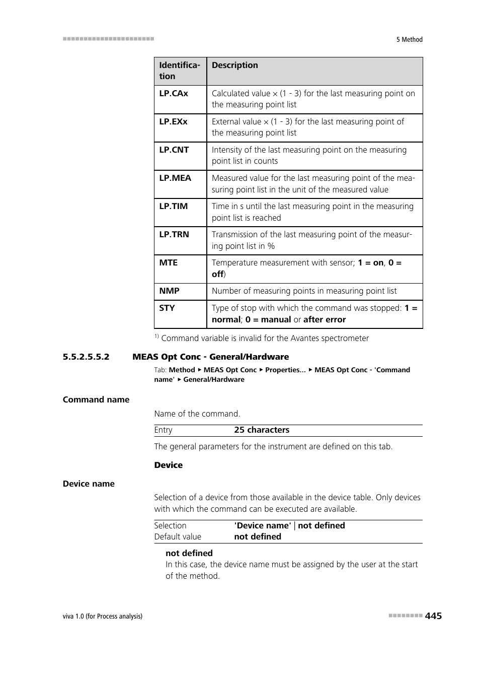 2 meas opt conc - general/hardware | Metrohm viva 1.0 (process analysis) User Manual | Page 457 / 990