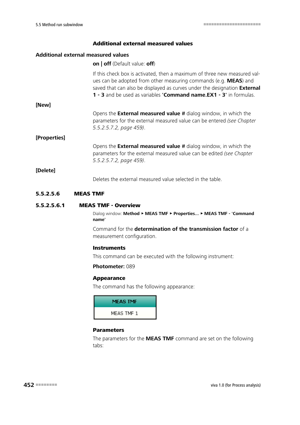 6 meas tmf, 1 meas tmf - overview, Meas tmf | Metrohm viva 1.0 (process analysis) User Manual | Page 464 / 990