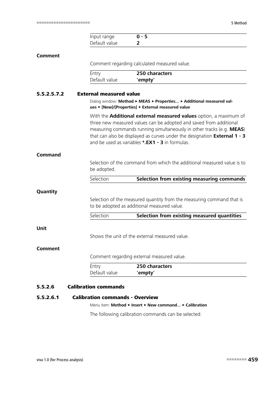 2 external measured value, 6 calibration commands, 1 calibration commands - overview | Metrohm viva 1.0 (process analysis) User Manual | Page 471 / 990