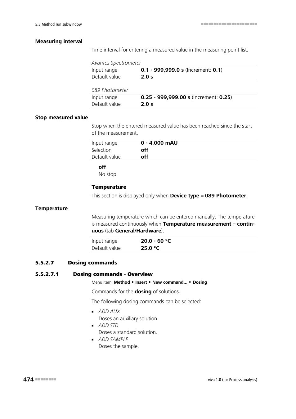 7 dosing commands, 1 dosing commands - overview | Metrohm viva 1.0 (process analysis) User Manual | Page 486 / 990