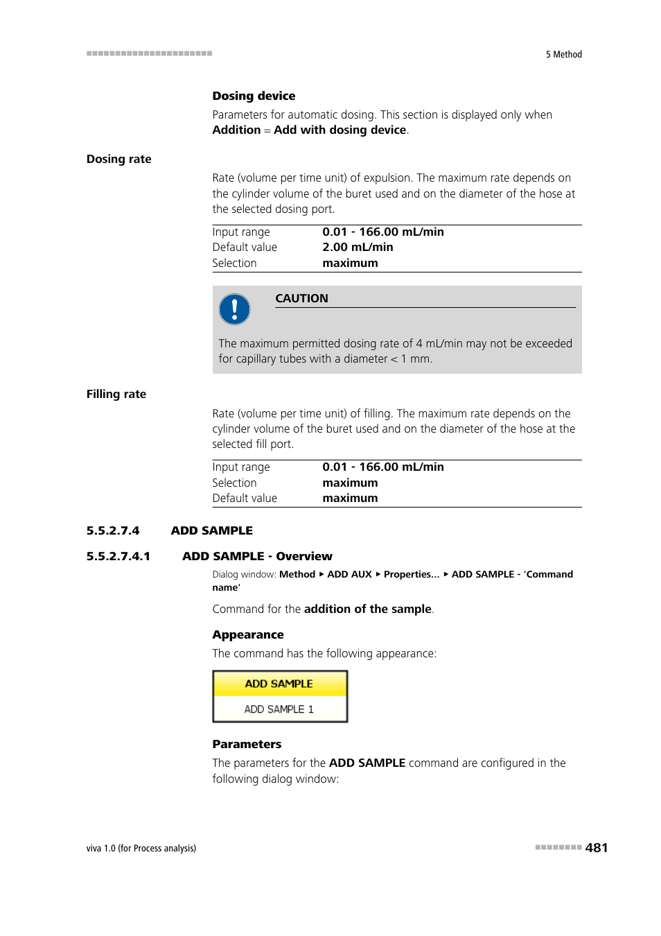 4 add sample, 1 add sample - overview, Add sample | Metrohm viva 1.0 (process analysis) User Manual | Page 493 / 990