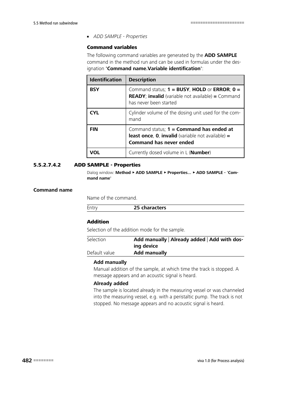 2 add sample - properties | Metrohm viva 1.0 (process analysis) User Manual | Page 494 / 990