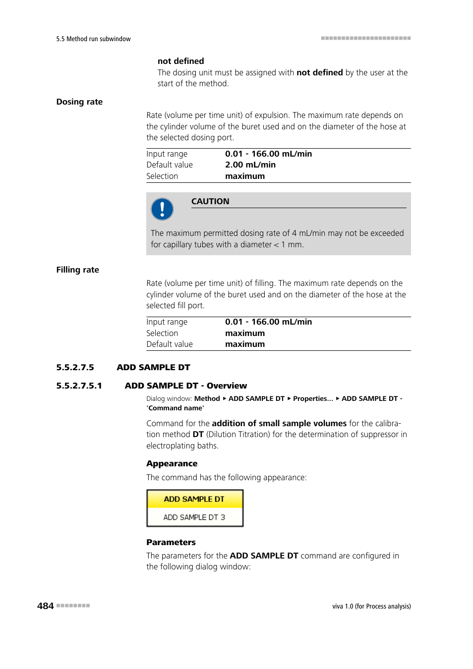 5 add sample dt, 1 add sample dt - overview, Add sample dt | Metrohm viva 1.0 (process analysis) User Manual | Page 496 / 990