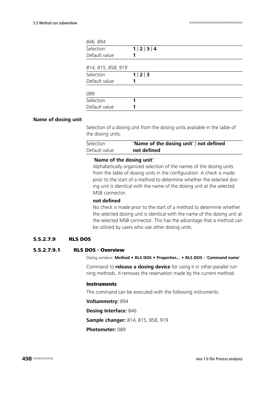 9 rls dos, 1 rls dos - overview, Rls dos | Metrohm viva 1.0 (process analysis) User Manual | Page 510 / 990