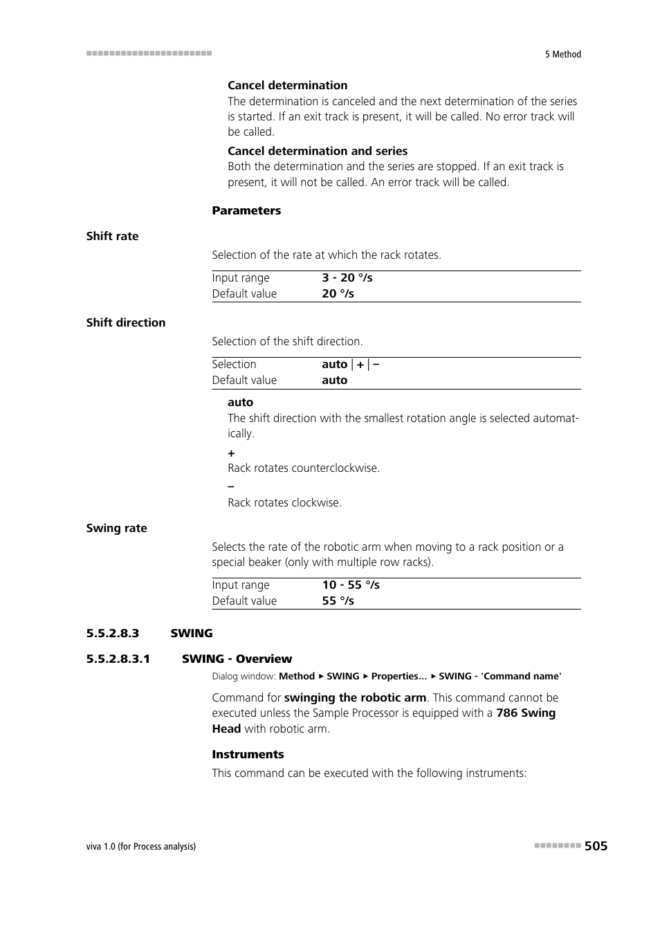 3 swing, 1 swing - overview, Swing | Metrohm viva 1.0 (process analysis) User Manual | Page 517 / 990