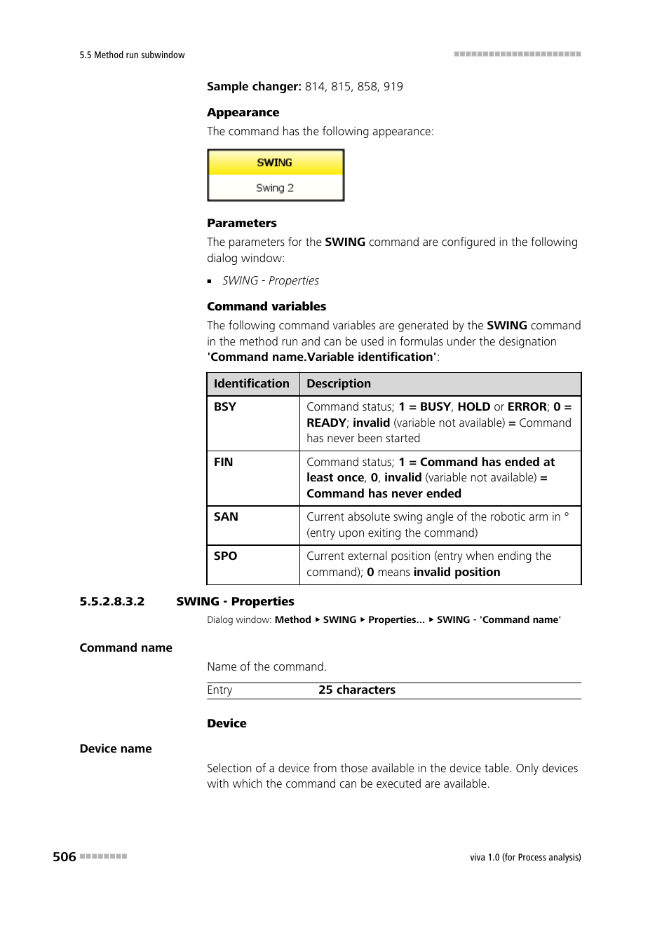 2 swing - properties | Metrohm viva 1.0 (process analysis) User Manual | Page 518 / 990