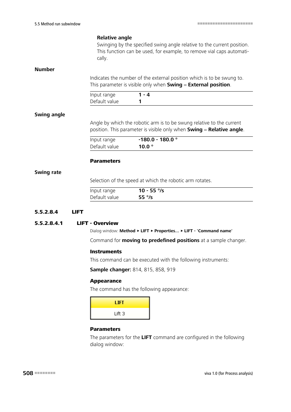 4 lift, 1 lift - overview, Lift | Metrohm viva 1.0 (process analysis) User Manual | Page 520 / 990