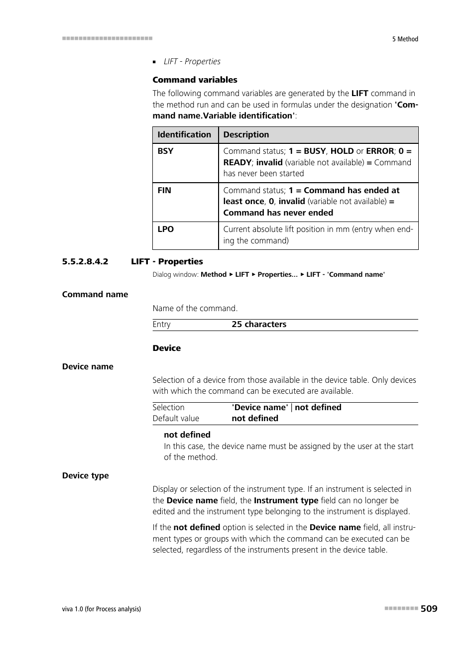 2 lift - properties | Metrohm viva 1.0 (process analysis) User Manual | Page 521 / 990