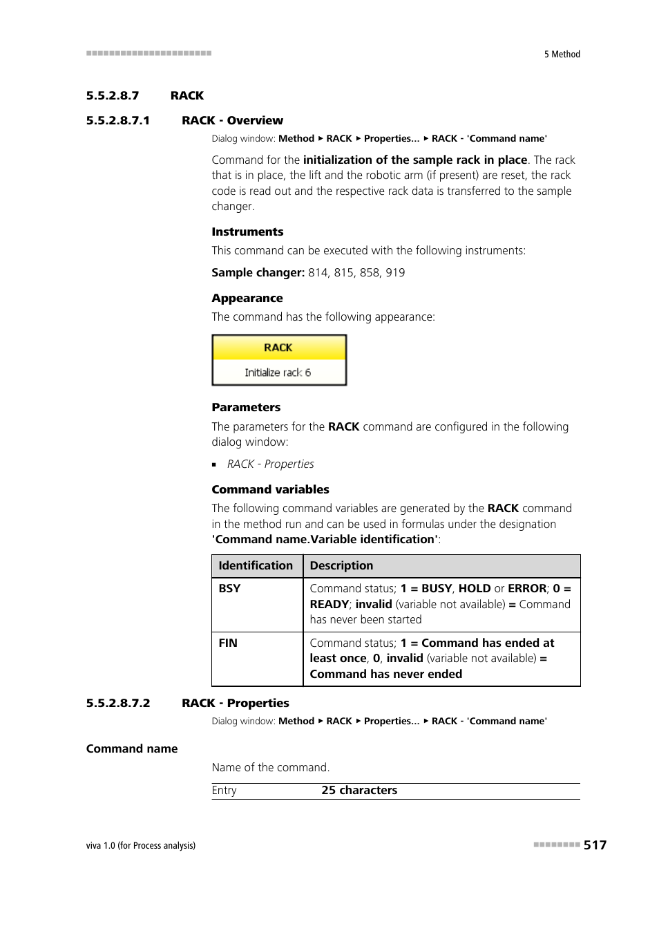 7 rack, 1 rack - overview, 2 rack - properties | Rack | Metrohm viva 1.0 (process analysis) User Manual | Page 529 / 990