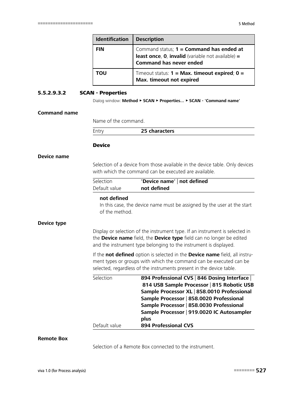 2 scan - properties | Metrohm viva 1.0 (process analysis) User Manual | Page 539 / 990