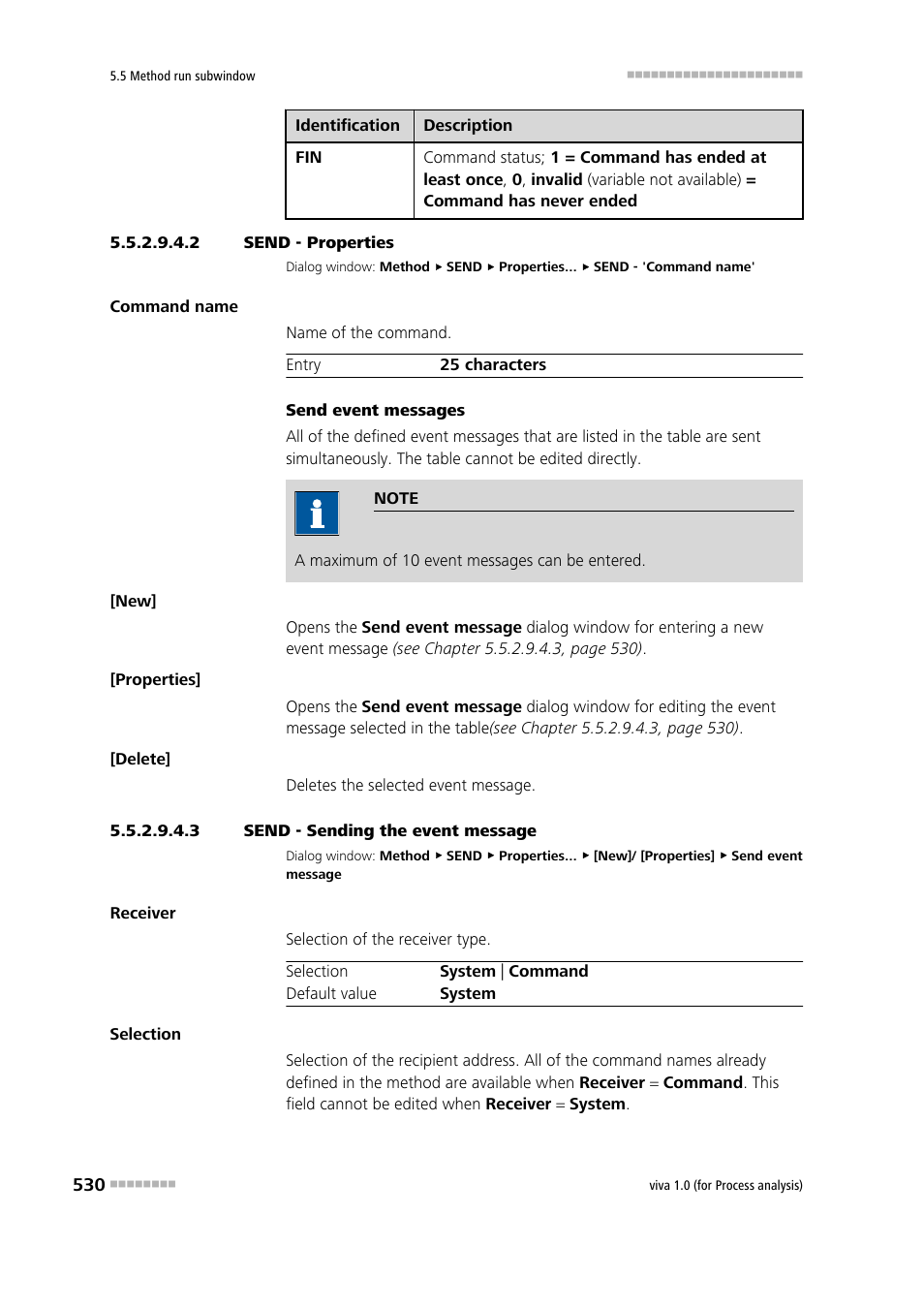 2 send - properties, 3 send - sending the event message | Metrohm viva 1.0 (process analysis) User Manual | Page 542 / 990