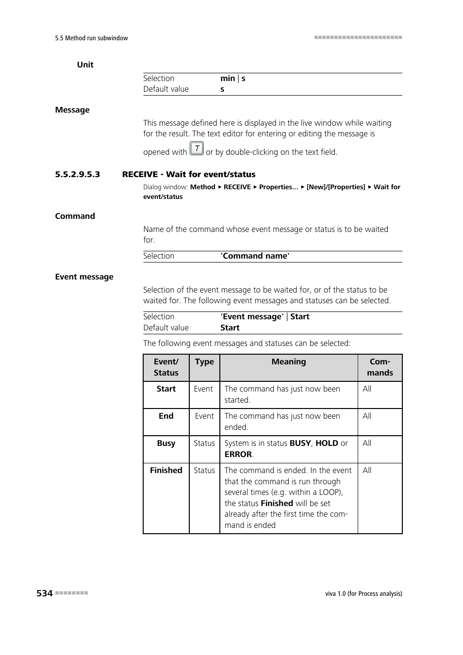 3 receive - wait for event/status | Metrohm viva 1.0 (process analysis) User Manual | Page 546 / 990