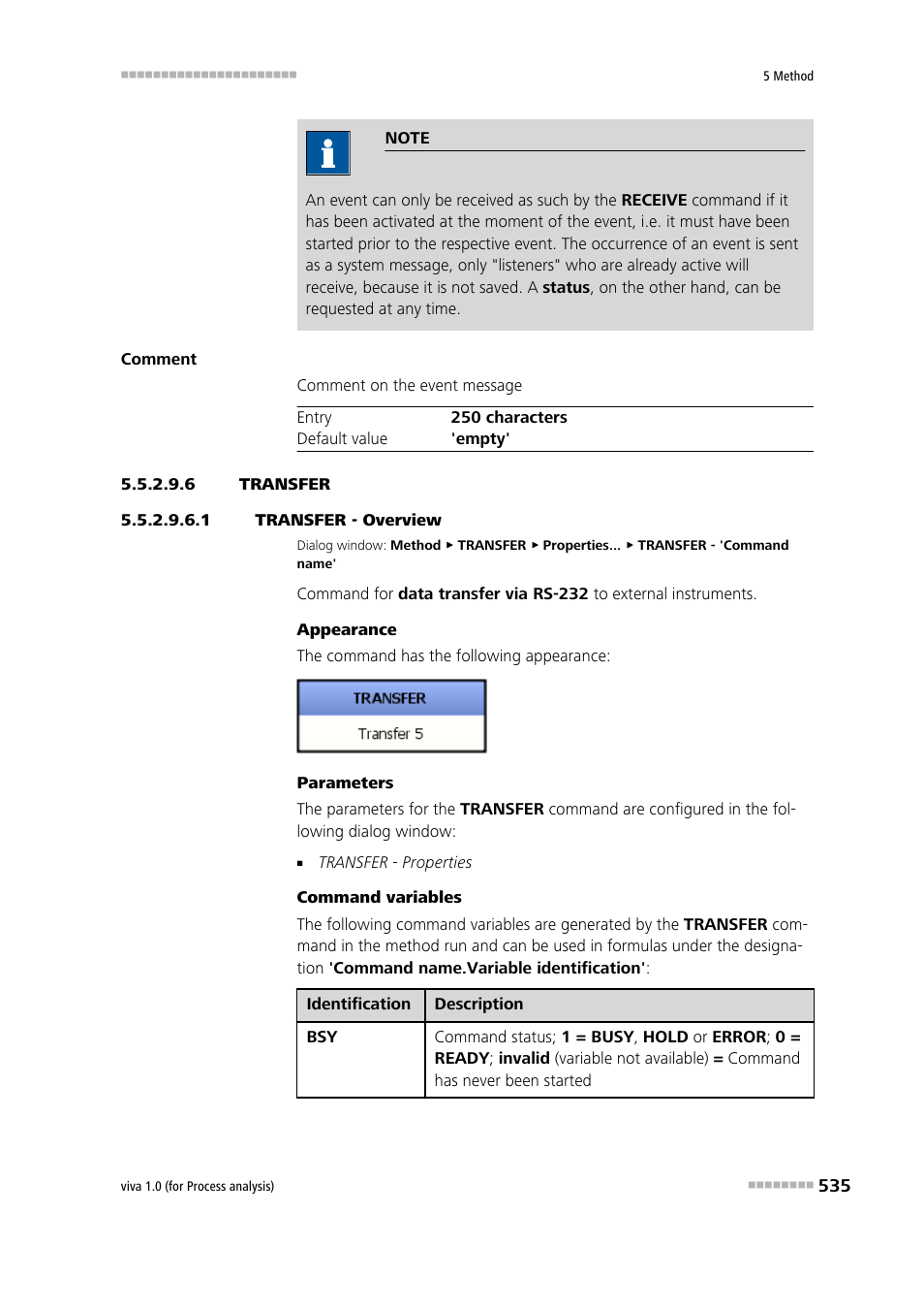 6 transfer, 1 transfer - overview, Transfer | Metrohm viva 1.0 (process analysis) User Manual | Page 547 / 990