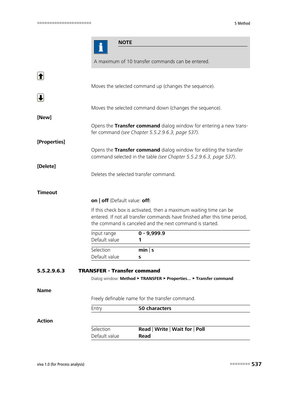 3 transfer - transfer command | Metrohm viva 1.0 (process analysis) User Manual | Page 549 / 990