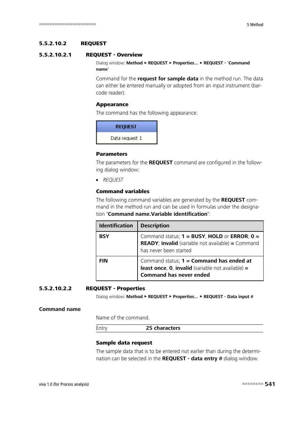 2 request, 1 request - overview, 2 request - properties | Request | Metrohm viva 1.0 (process analysis) User Manual | Page 553 / 990