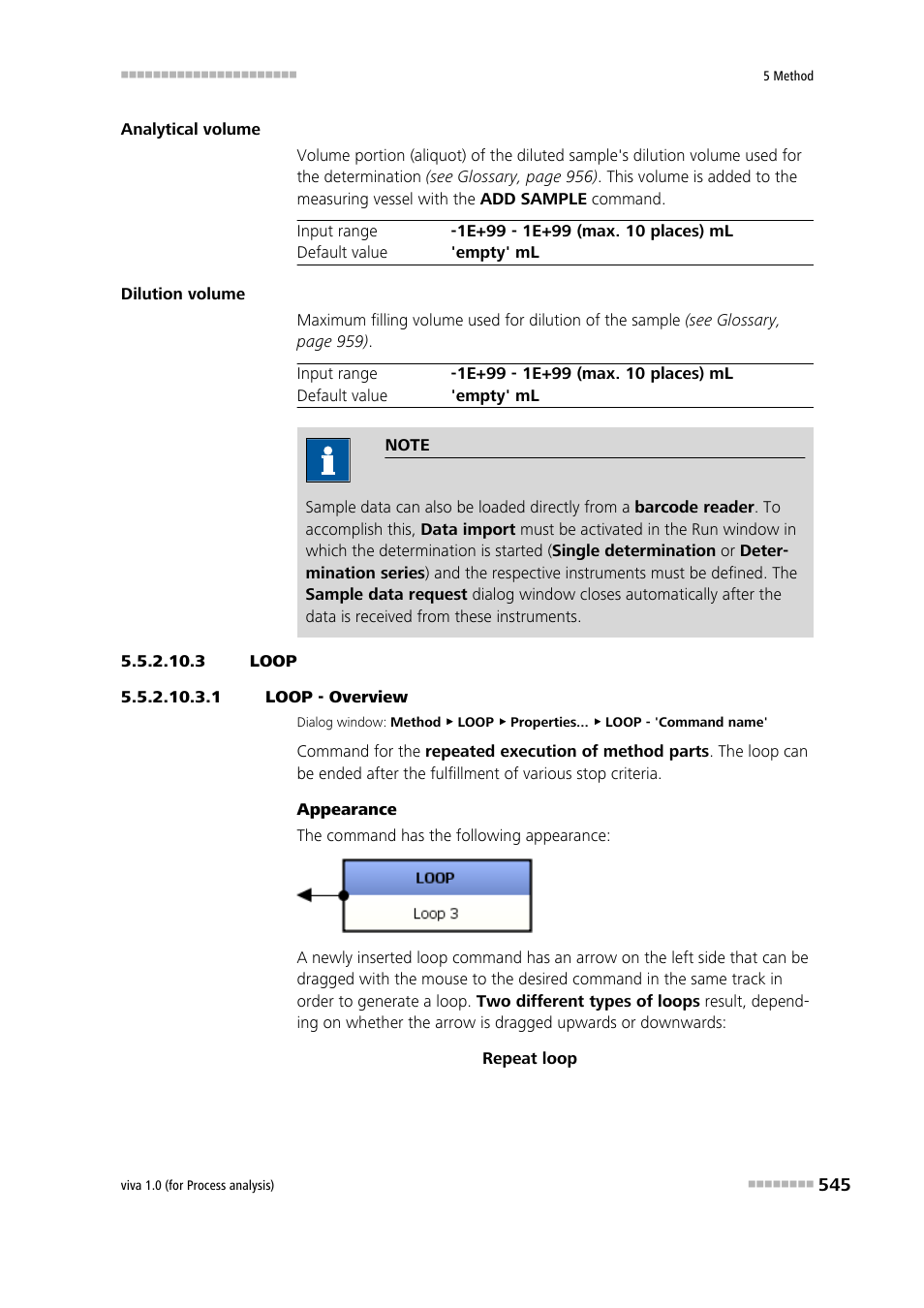 3 loop, 1 loop - overview, Loop | Metrohm viva 1.0 (process analysis) User Manual | Page 557 / 990