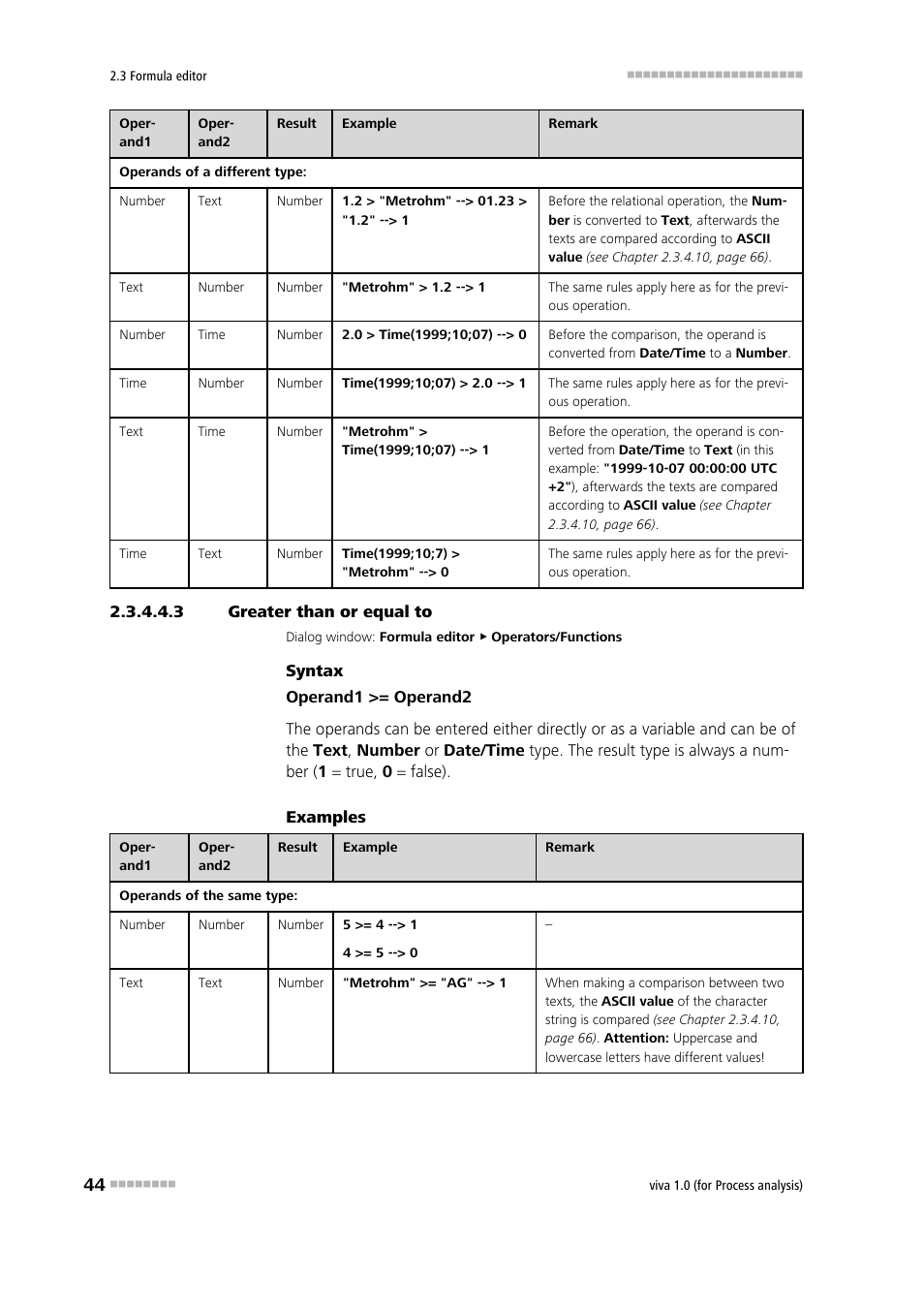 3 greater than or equal to, Greater than or equal to, Greater than or equal to (>=) | Metrohm viva 1.0 (process analysis) User Manual | Page 56 / 990